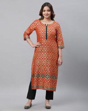 women floral print regular fit straight kurta