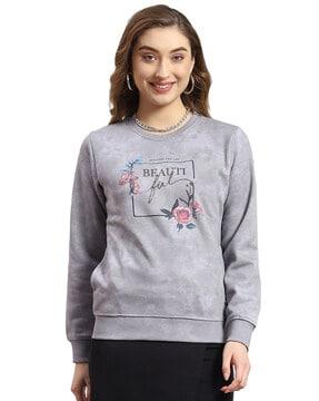 women floral print regular fit sweatshirt