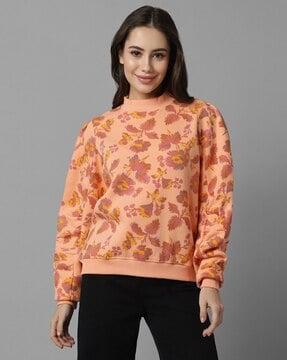 women floral print regular fit sweatshirt