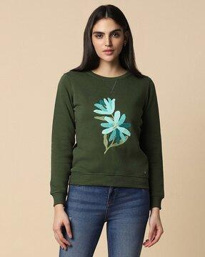 women floral print regular fit sweatshirt