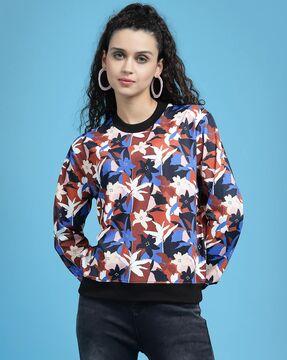 women floral print regular fit sweatshirt