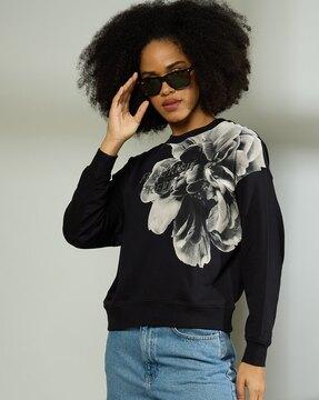 women floral print regular fit sweatshirt