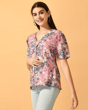 women floral print regular fit top