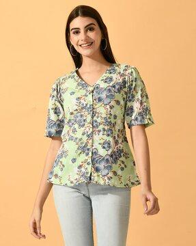 women floral print regular fit top