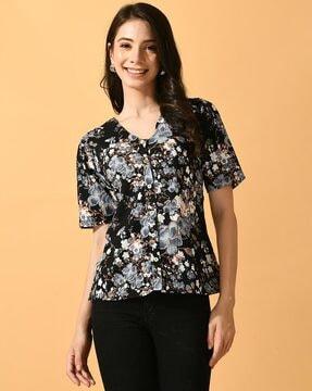 women floral print regular fit top