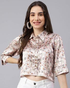 women floral print regular fit top