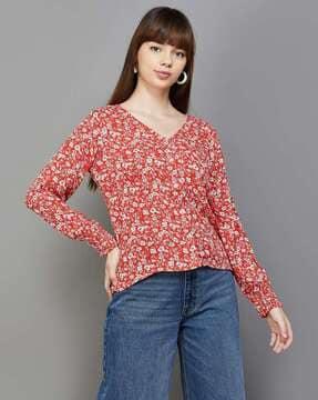 women floral print regular fit top