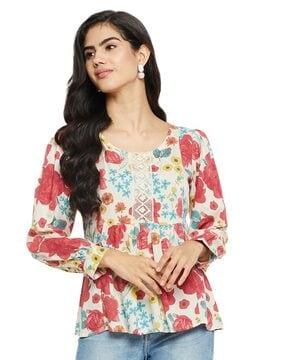 women floral print regular fit top