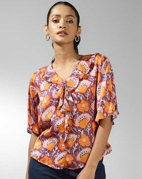 women floral print regular fit top