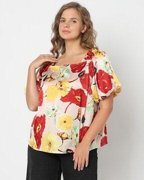 women floral print regular fit top