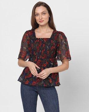 women floral print regular fit top