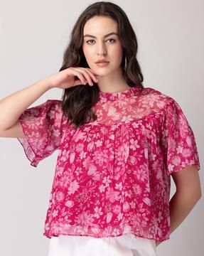 women floral print regular fit top