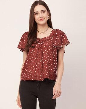 women floral print regular fit top