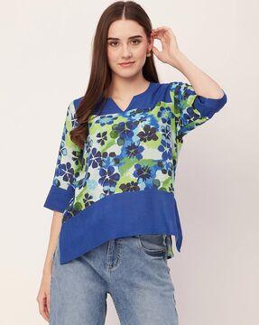 women floral print regular fit top