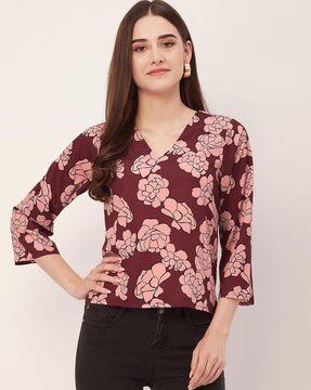 women floral print regular fit top