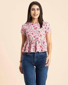 women floral print regular fit top