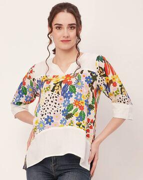 women floral print regular fit top