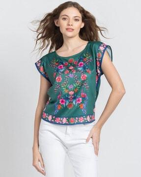 women floral print regular fit top