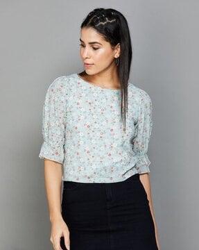 women floral print regular fit top