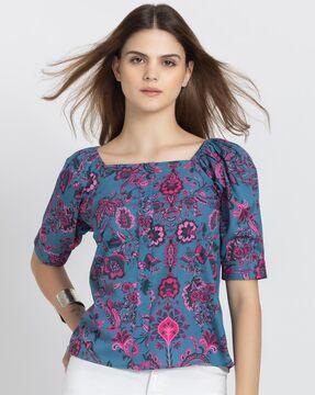 women floral print regular fit top