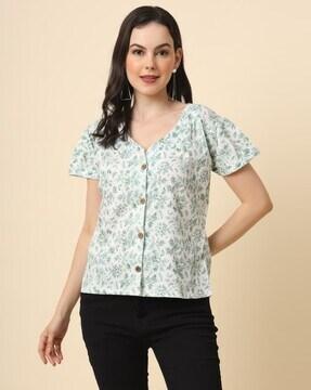 women floral print regular fit top