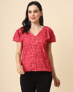 women floral print regular fit top