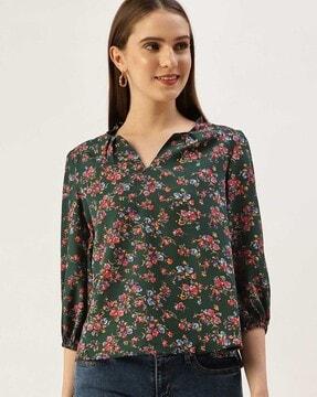 women floral print regular fit top