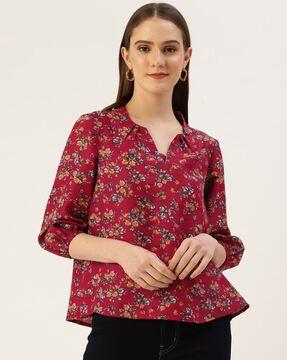 women floral print regular fit top