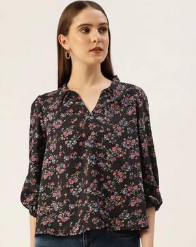 women floral print regular fit top