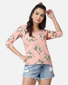 women floral print regular fit top