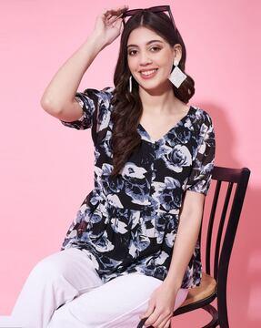 women floral print regular fit top