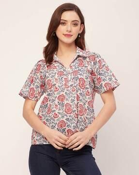 women floral print regular fit top