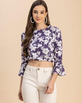 women floral print regular fit top