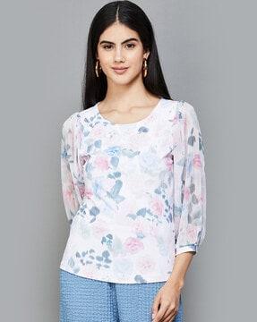 women floral print regular fit top