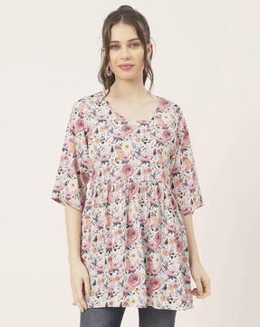 women floral print regular fit top