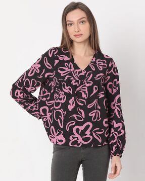 women floral print regular fit top