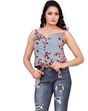 women floral print regular fit top