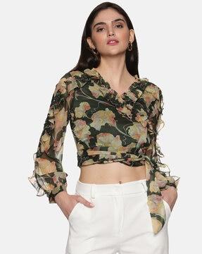 women floral print regular fit top