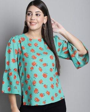 women floral print regular fit top