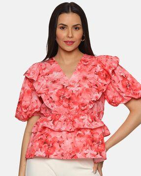 women floral print regular fit top