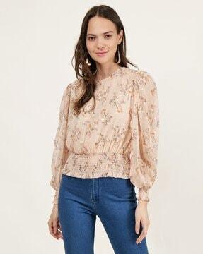 women floral print regular fit top