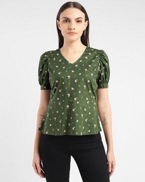 women floral print regular fit top