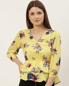 women floral print regular fit top