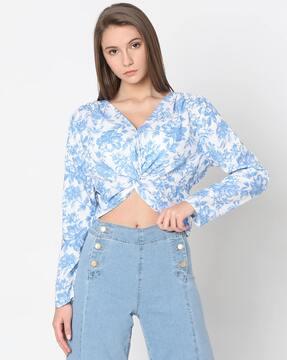 women floral print regular fit top