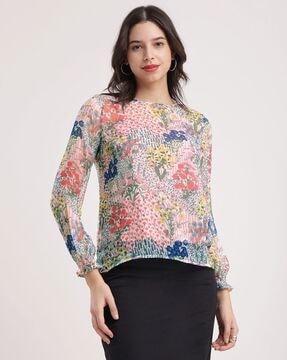 women floral print regular fit top