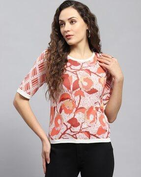 women floral print regular fit top