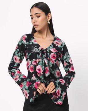 women floral print regular fit top