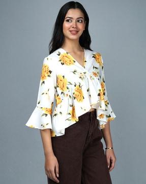 women floral print regular fit top