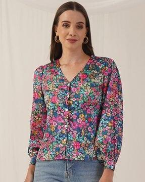 women floral print regular fit top