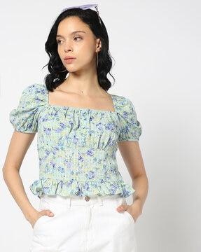 women floral print regular fit top